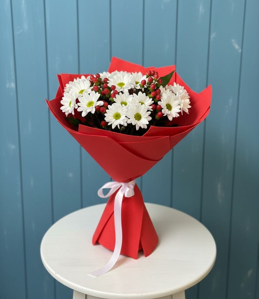 Букет цветов из: Хризантемы в Пурпе