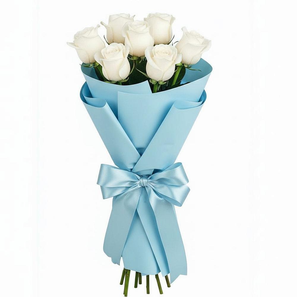 Букет 7 белых роз Проуд в Пурпе