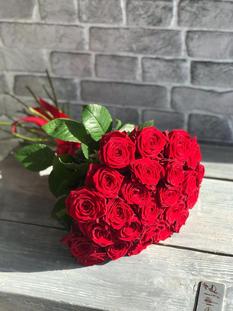 Букет Красные розы Фридом в Пурпе