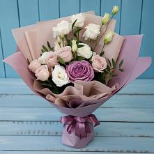 Букет цветов из:  Розы и Лизиантусы #REPLACE_PRED# Пурпе