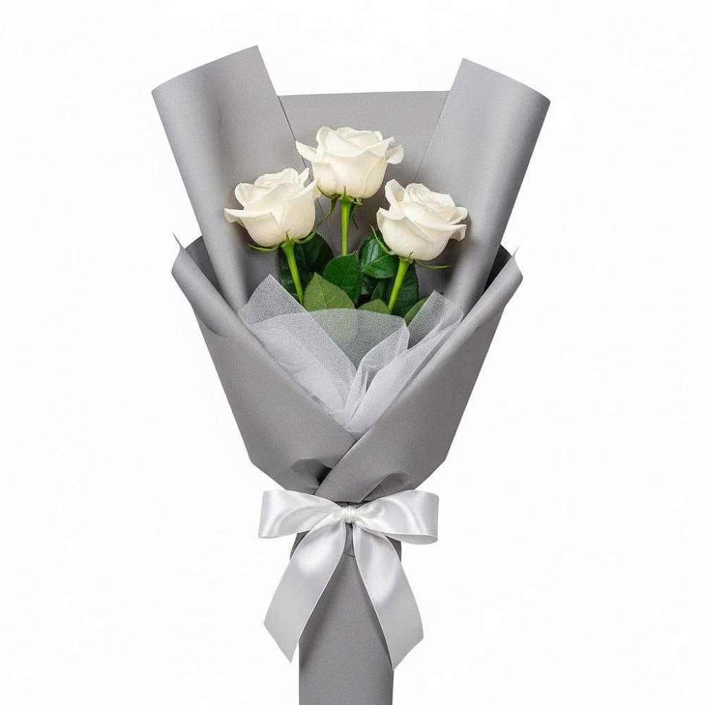 Букет 3 белые розы в Пурпе