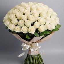 Букет 101 беля роза Белоснежка в Пурпе