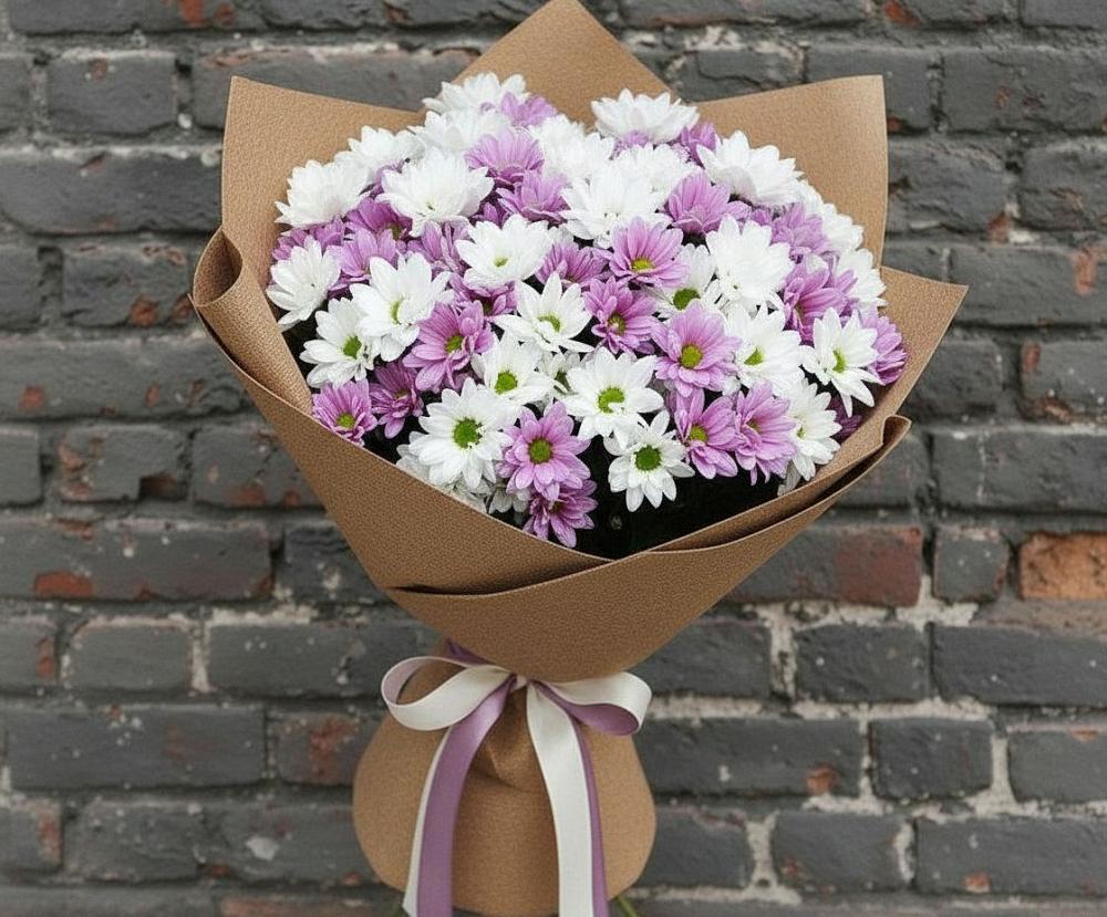 Букет цветов из: Хризантемы в Пурпе