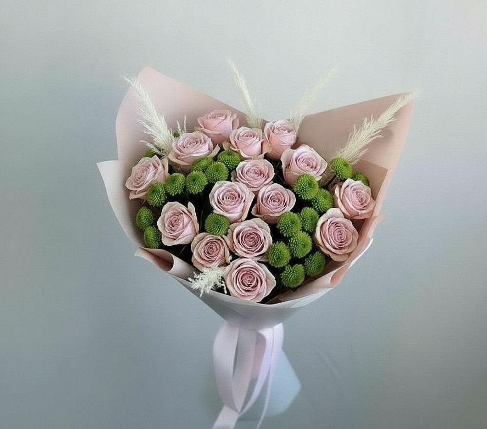 Букет цветов из: Розы и Хризантемы в Пурпе