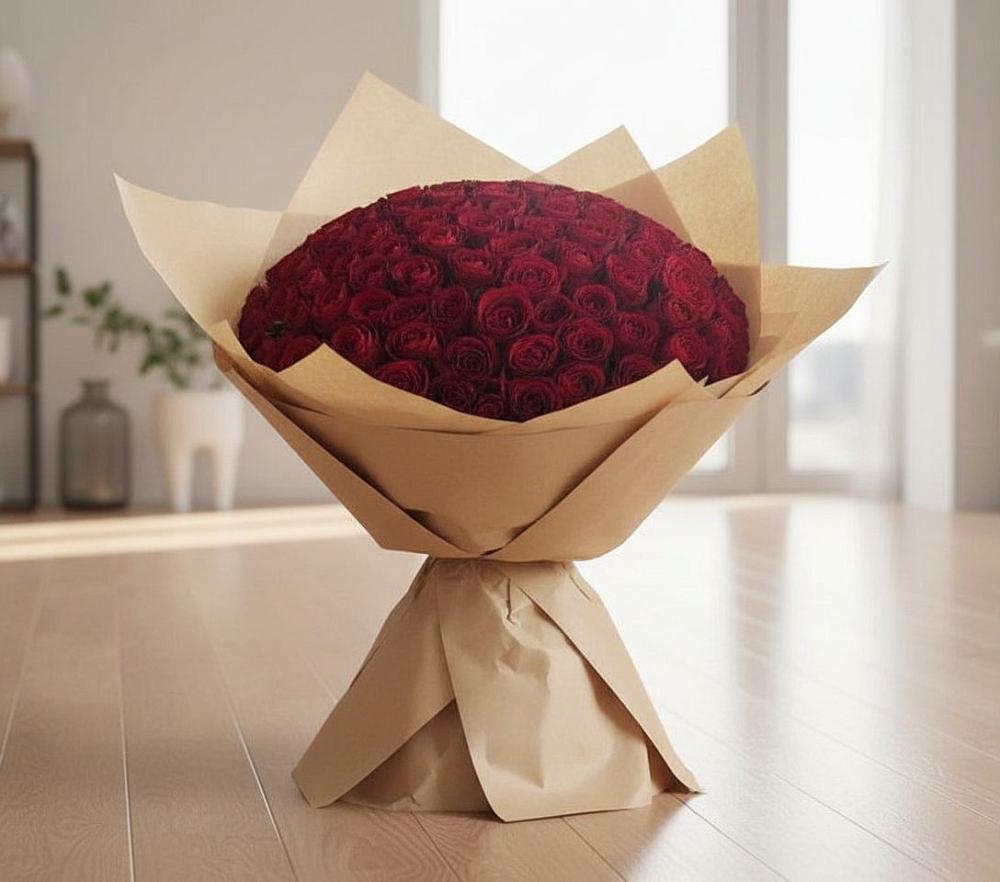 Букет 101 Красная роза в Пурпе