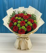 Букет цветов из:  Розы и Хризантемы в Пурпе