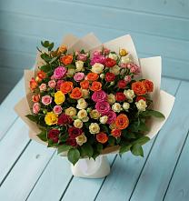 Букет Микс из разноцветных кустовых роз #REPLACE_PRED# Пурпе